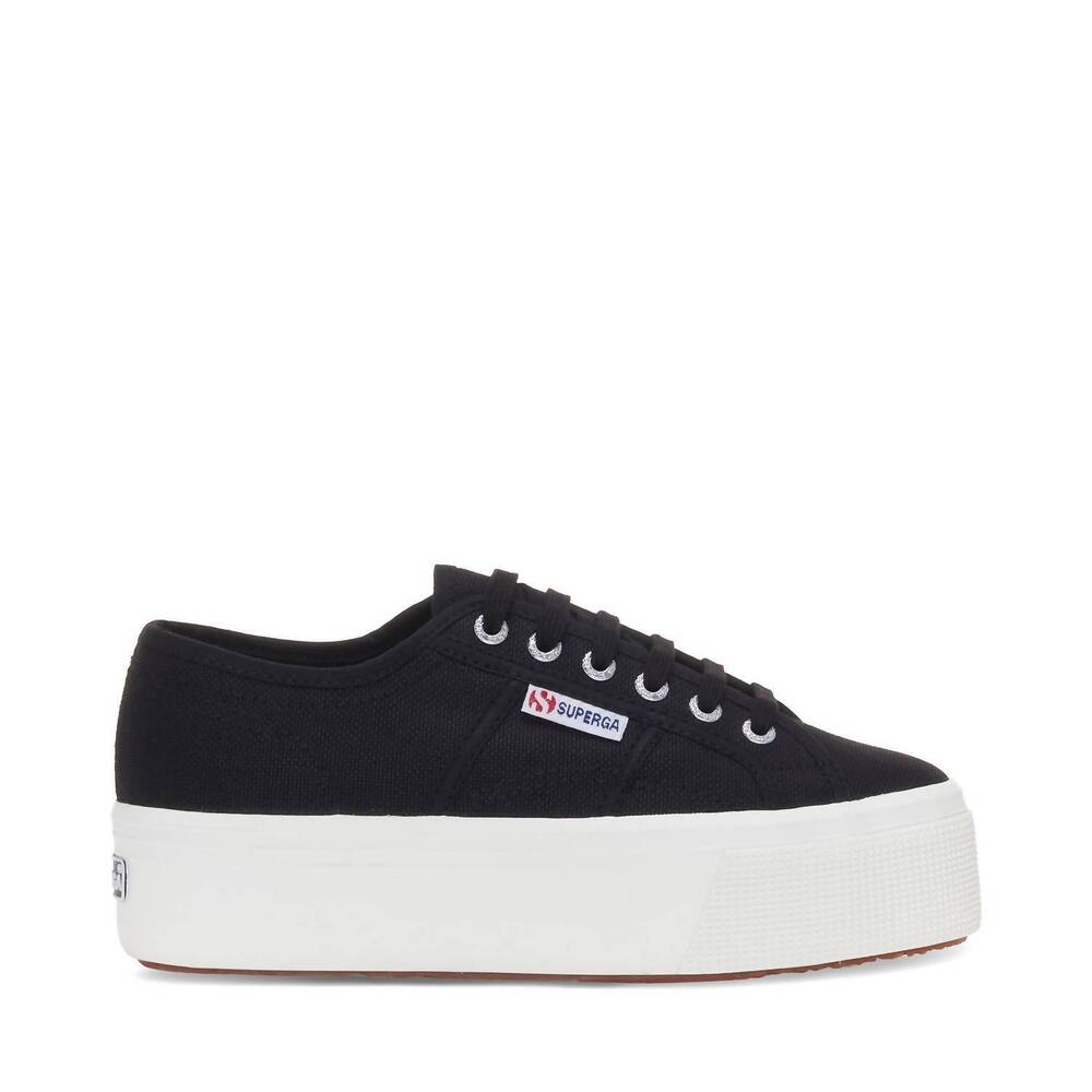 NEW SUPERGA women's platform sneaker in black